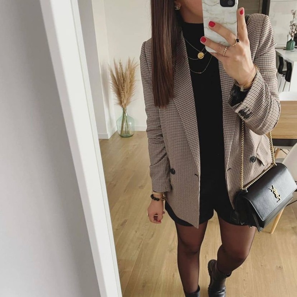 MANGO oversized houndstooth wool blend blazer blogger favorite - Picture 4 of 12
